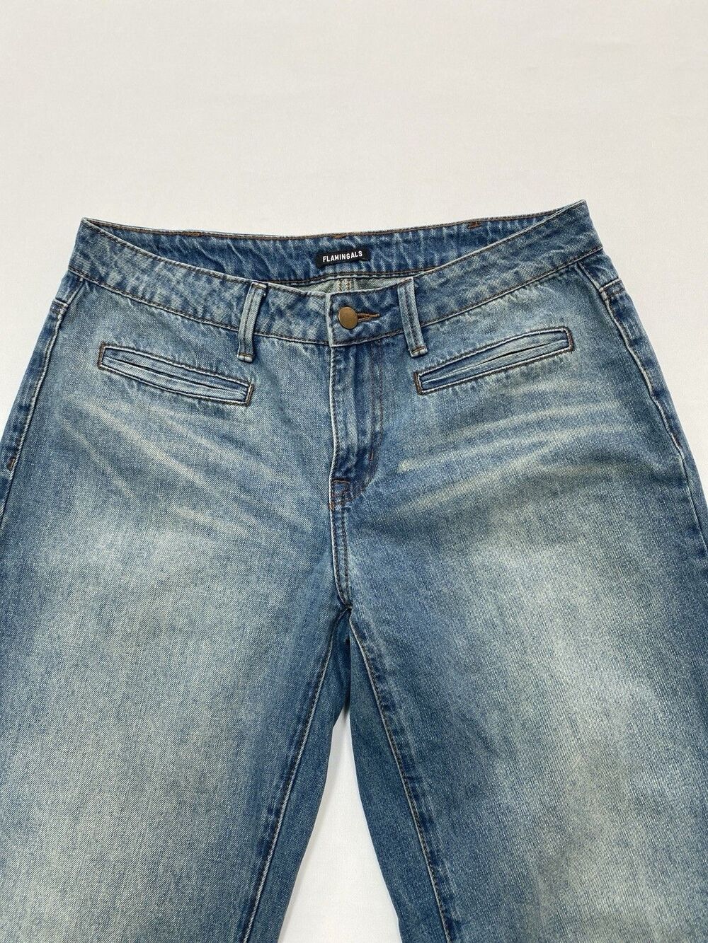 Flamingals Women Medium Light Wash Wide Leg Jeans Denim